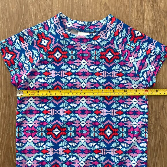 Gymboree Rash Guard Shirt Girls Small 5-6 Swim Aztec Ikat Print Pink Purple Blue - Picture 8 of 14